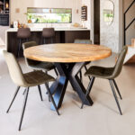 Ronde eettafel 110 cm mangohout - Afbeelding 4